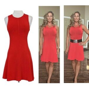 𝅺ALC Blood orange Sleeveless stretchy fit and flare bandage mini dress Sz L